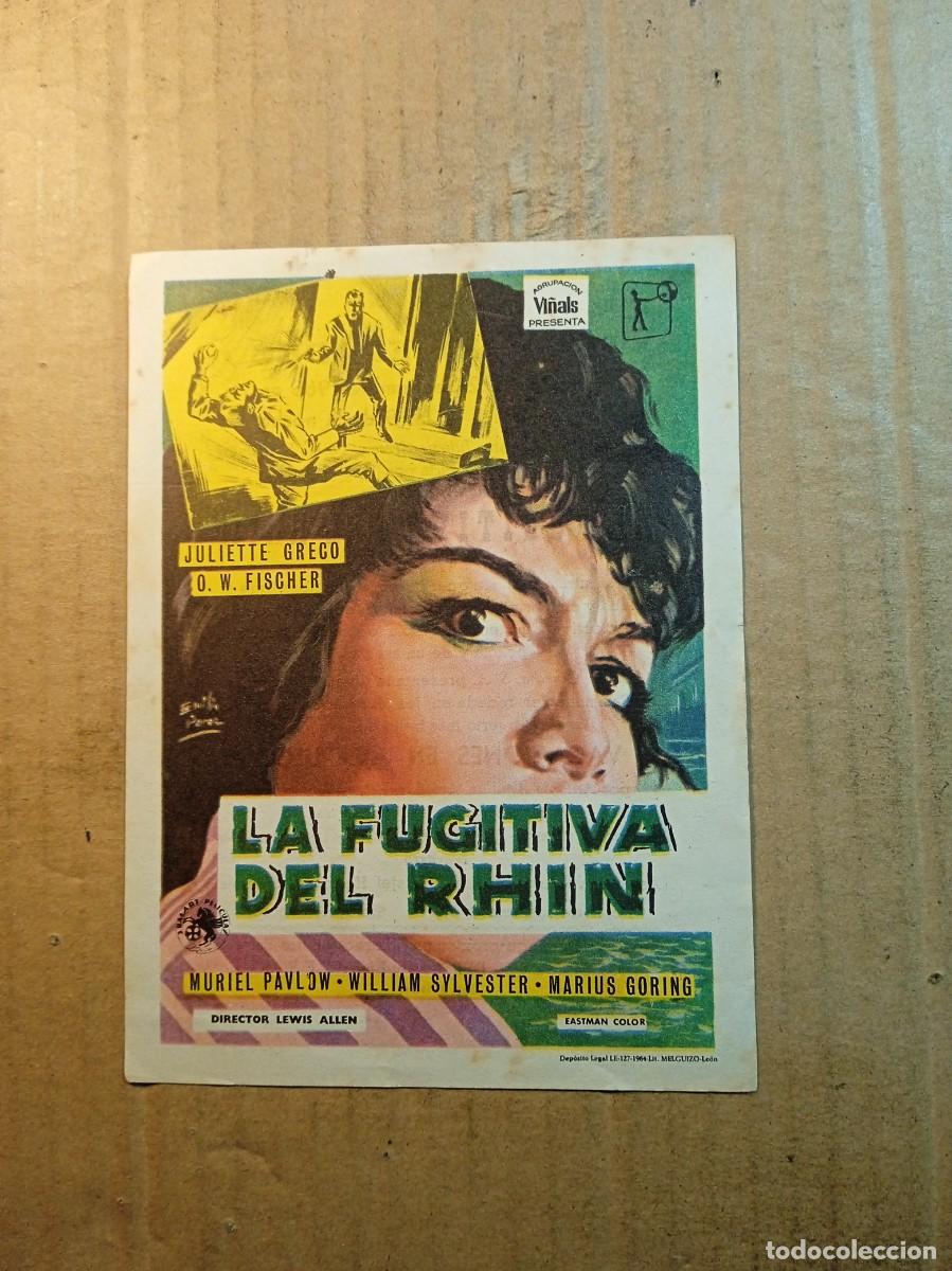 Folhetos de m&atilde;o de filmes antigos de cinema: FOLLETO DE MANO CON PUBLICIDAD LA FUGITIVA DEL RHIN