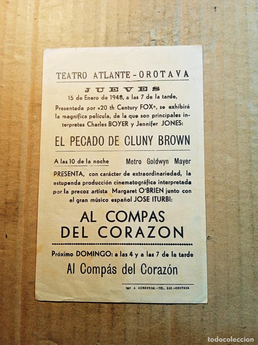 Cine: FOLLETO DE MANO CON PUBLCIDAD AL COMPAS DEL CORAZON - Foto 2