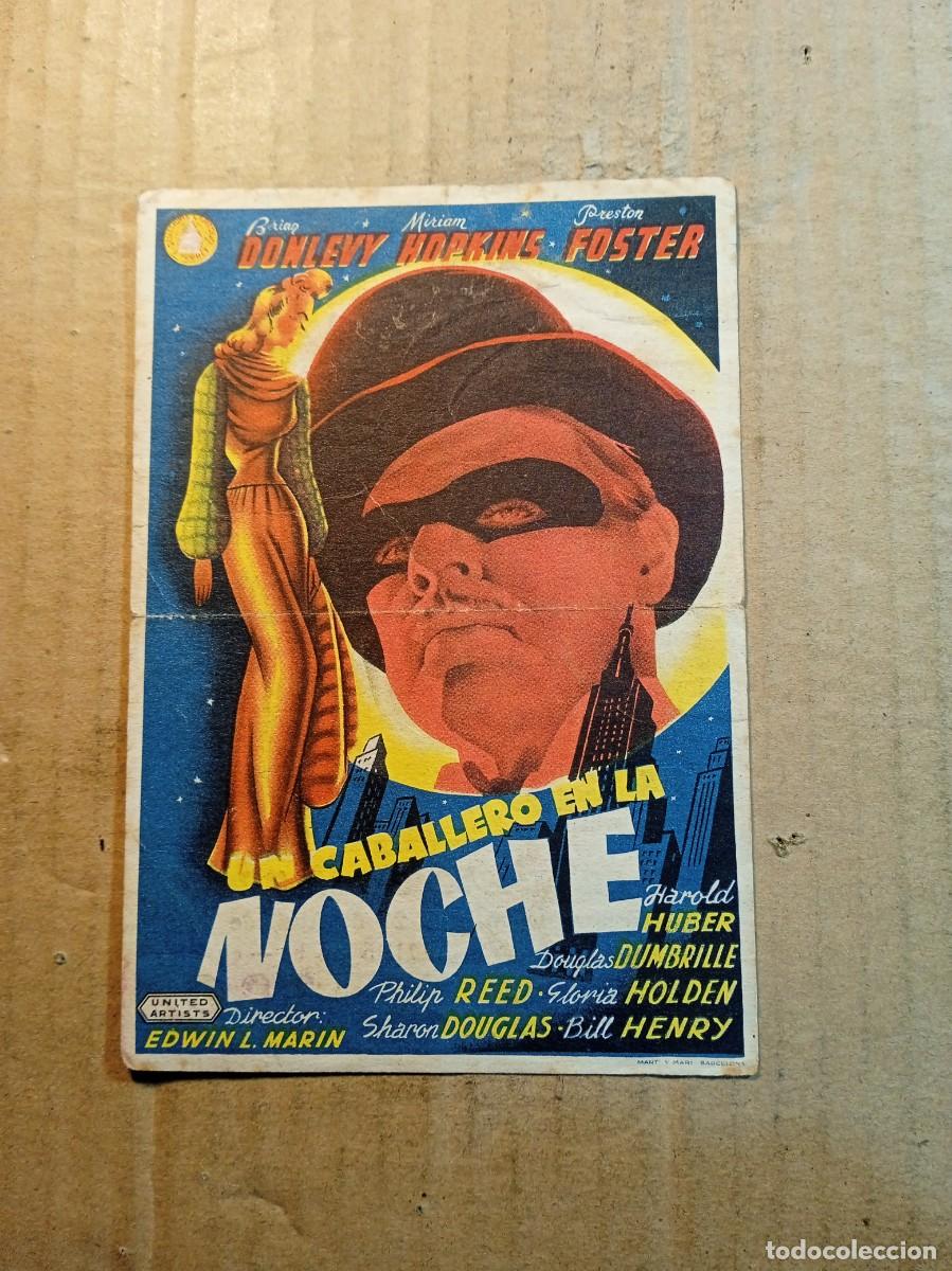  Flyers Publicitaires de films Anciens: FOLLETO DE MANO CON PUBLCIDAD UN CABALLERO EN LA NOCHE