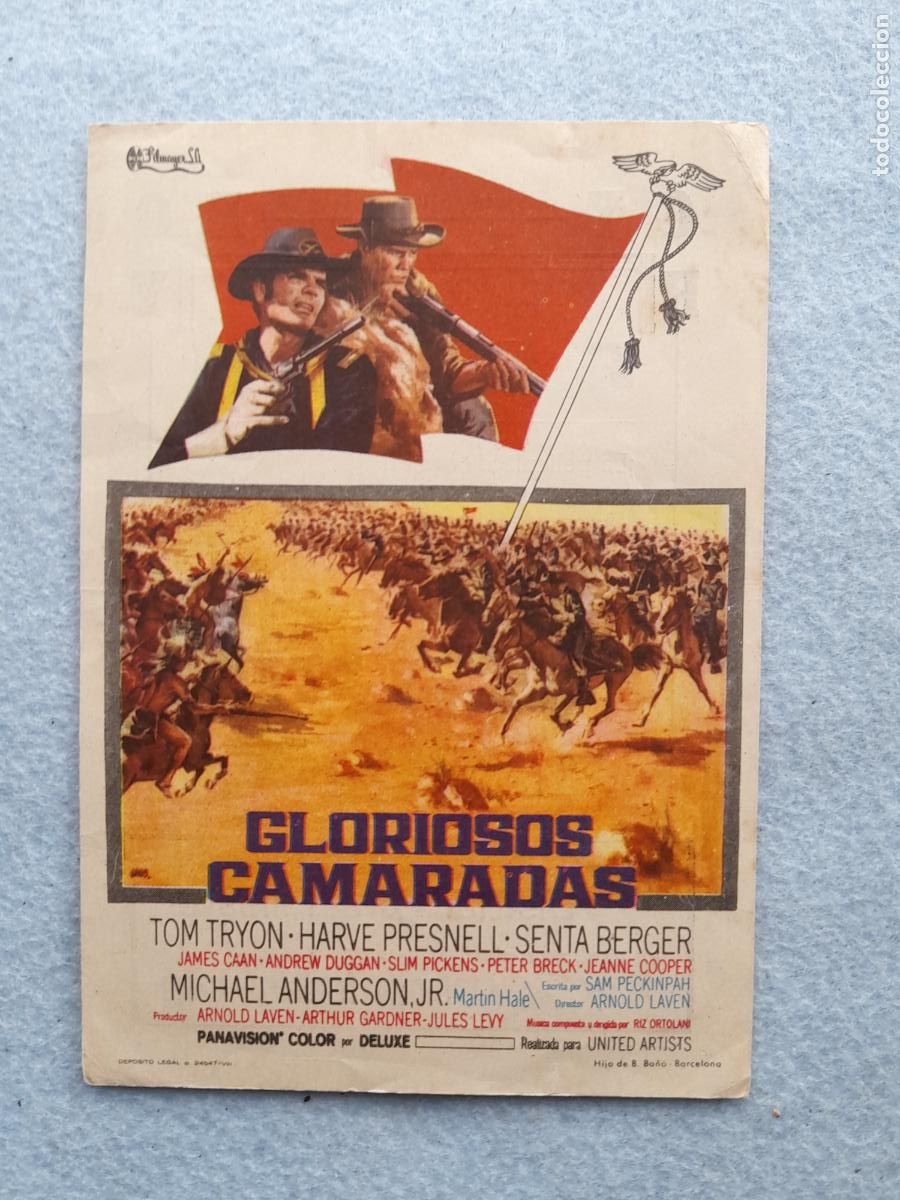 Folhetos de m&atilde;o de filmes antigos de cinema: Gloriosos Camaradas. Tom Tryon. Harve Presnell. Senta Berger.