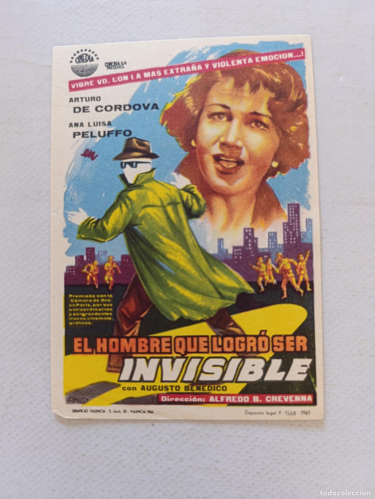 Cine: FOLLETO DE MANO - EL HOMBRE QUE LOGRO SER INVISIBLE - ARTURO DE CORDOVA - SIN PUBLICIDAD (148F)