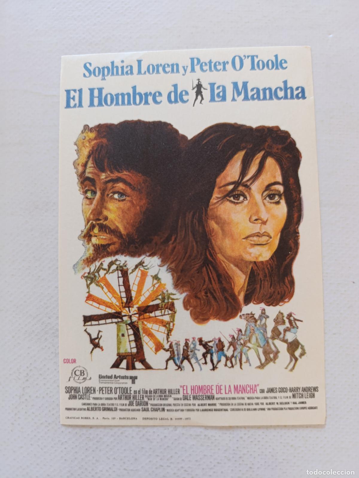 Cine: FOLLETO DE MANO - EL HOMBRE DE LA MANCHA - SOPHIA LOREN, PETER O'TOOLE - SIN PUBLICIDAD (148G)