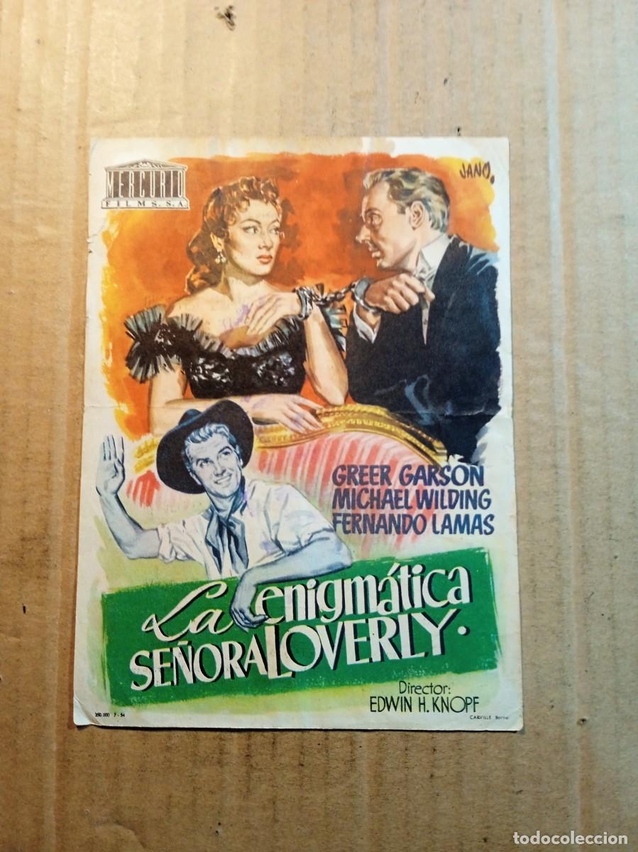 Cine: FOLLETO DE MANO CON PUBLICIDAD LA ENIGMATICA SE&Ntilde;ORA LOVERLY