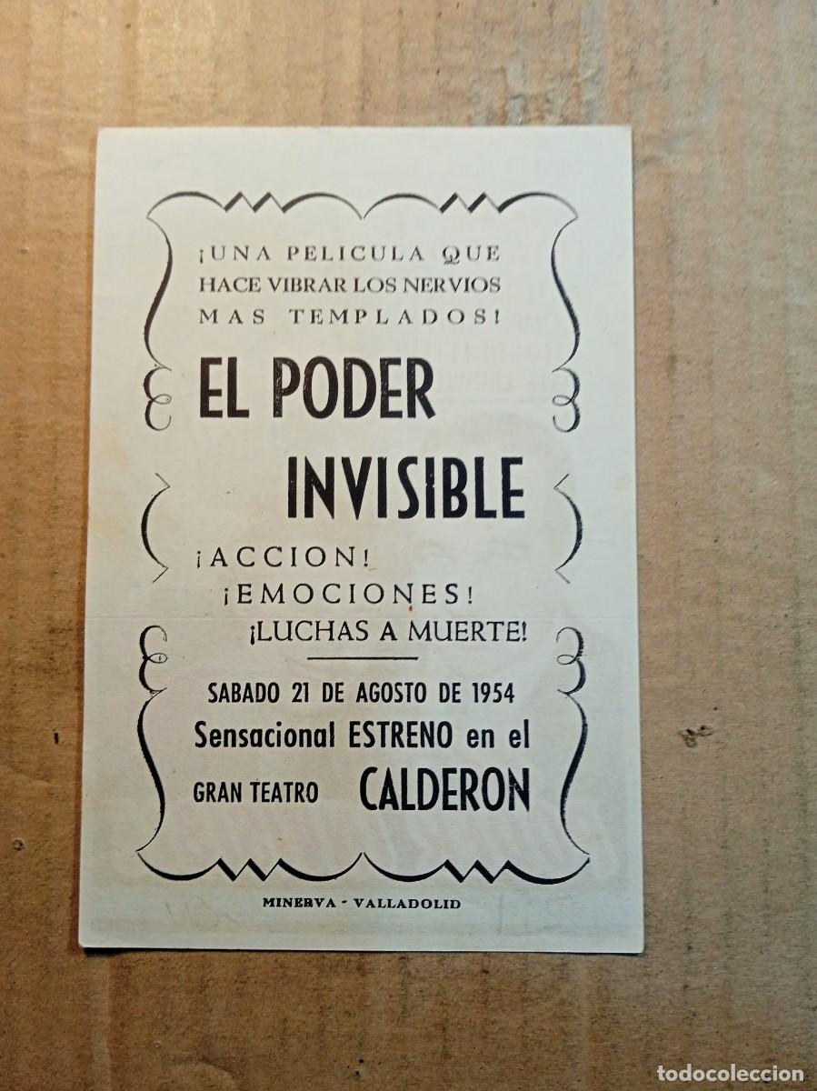 Cine: FOLLETO DE MANO CON PUBLICIDAD EL PODER INVISIBLE - Foto 2