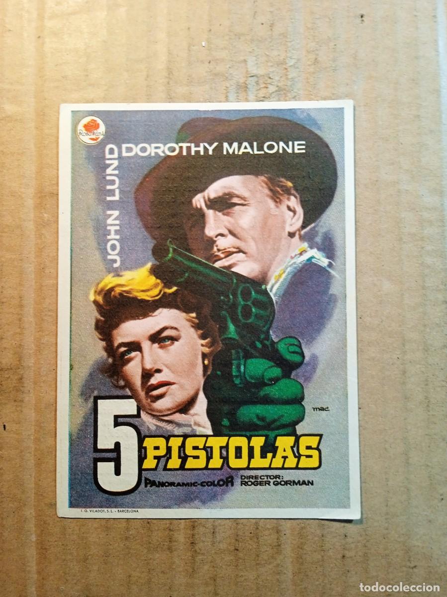 Folhetos de m&atilde;o de filmes antigos de cinema: FOLLETO DE MANO CON PUBLICIDAD 5 PISTOLAS