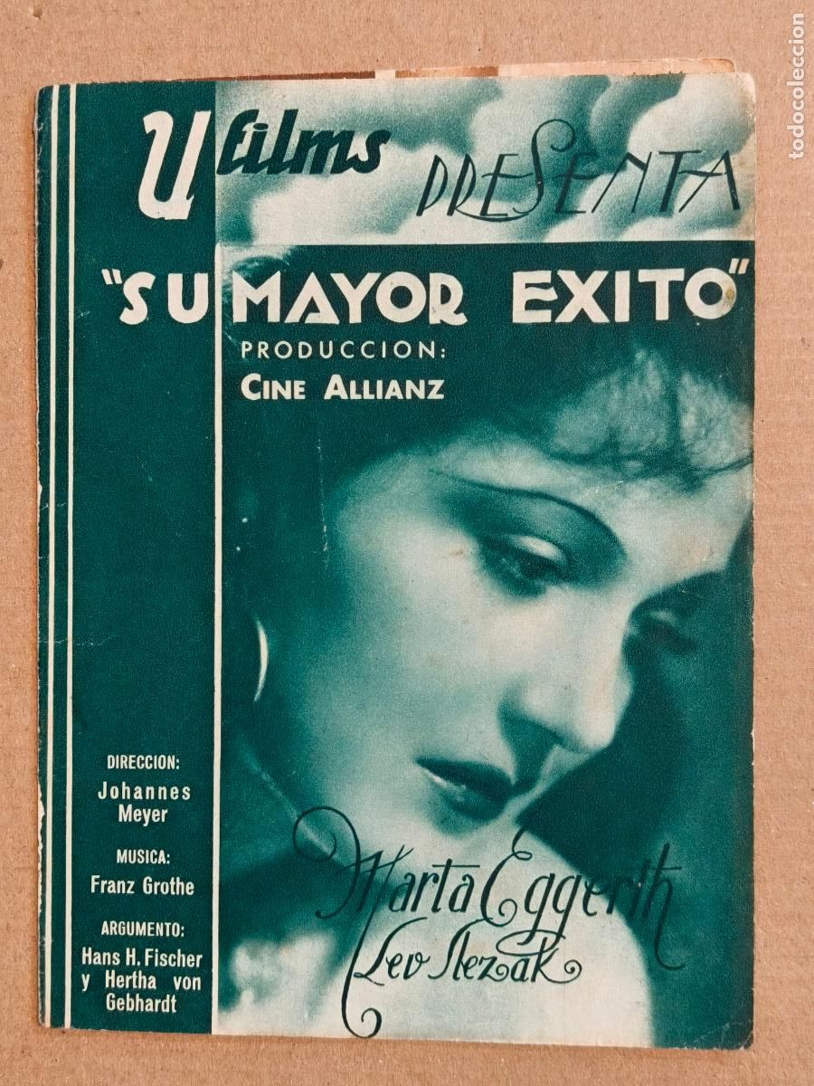 Cinema: SU MAYOR EXITO PROGRAMA DE CINE 1935