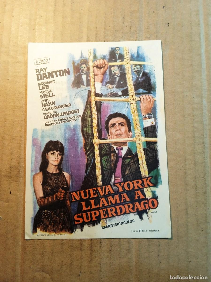  Flyers Publicitaires de films Anciens: FOLLETO DE MANO CON PUBLICIDAD NUEVA YORK LLAMA A SUPERDRAGO