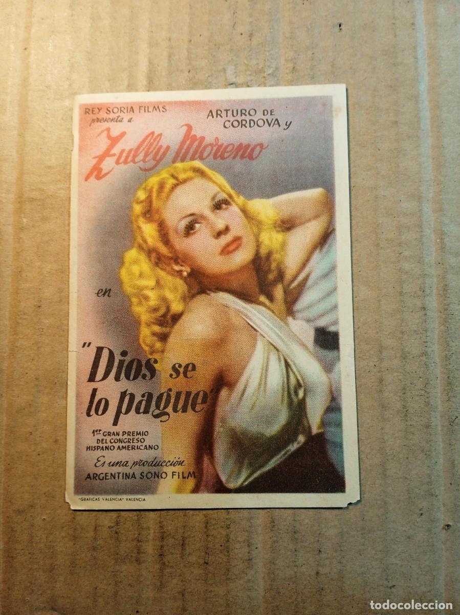 Cine: FOLLETO DE MANO CON PUBLICIDAD DIOS SE LO PAGUE