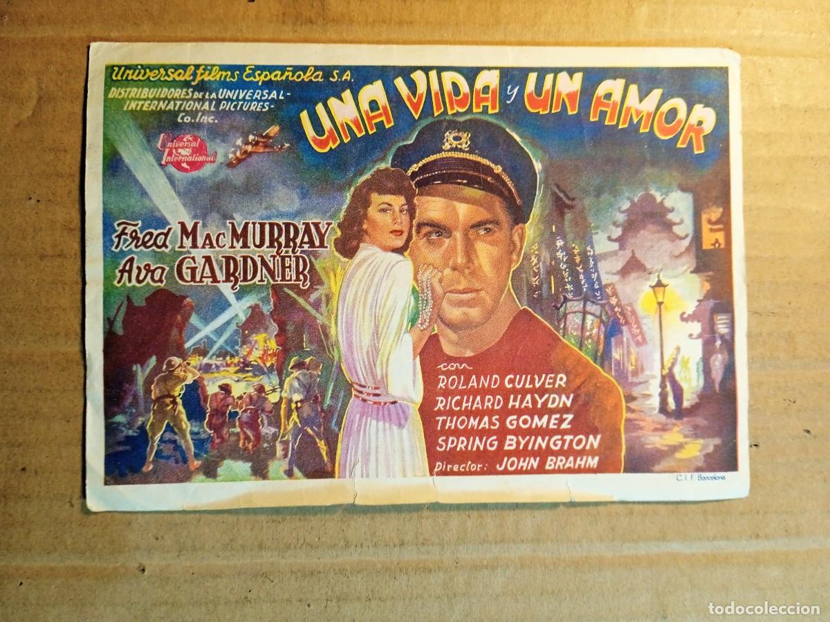 Cine: FOLLETO DE MANO CON PUBLICIDAD UNA VIDA Y UN AMOR