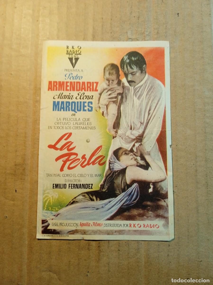 Kino: FOLLETO DE MANO CON PUBLICIDAD LA PERLA