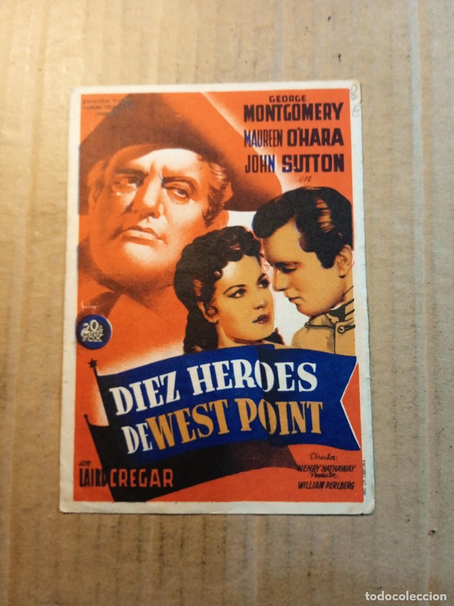 Cine: FOLLETO DE MANO CON PUBLICIDAD DIEZ HEROES DE WEST POINT