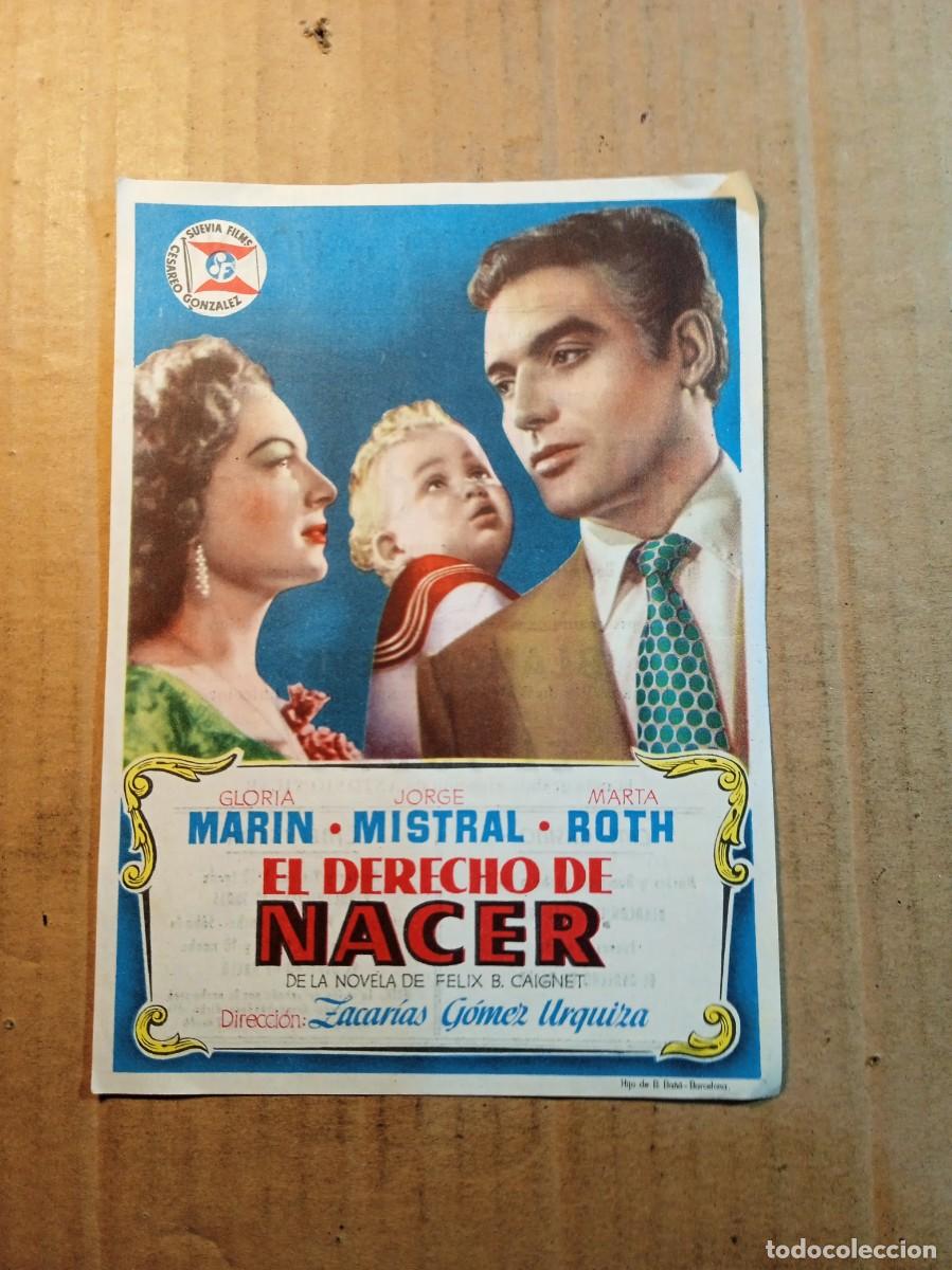 Kino: FOLLETO DE MANO CON PUBLICIDAD EL DERECHO DE NACER
