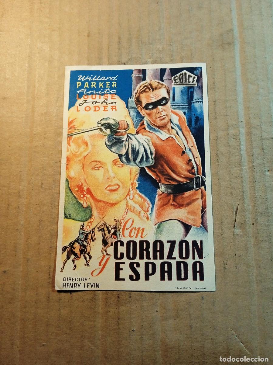 Flyers Publicitaires de films Anciens: FOLLETO DE MANO CON PUBLICIDAD CON CORAZON Y ESPADA