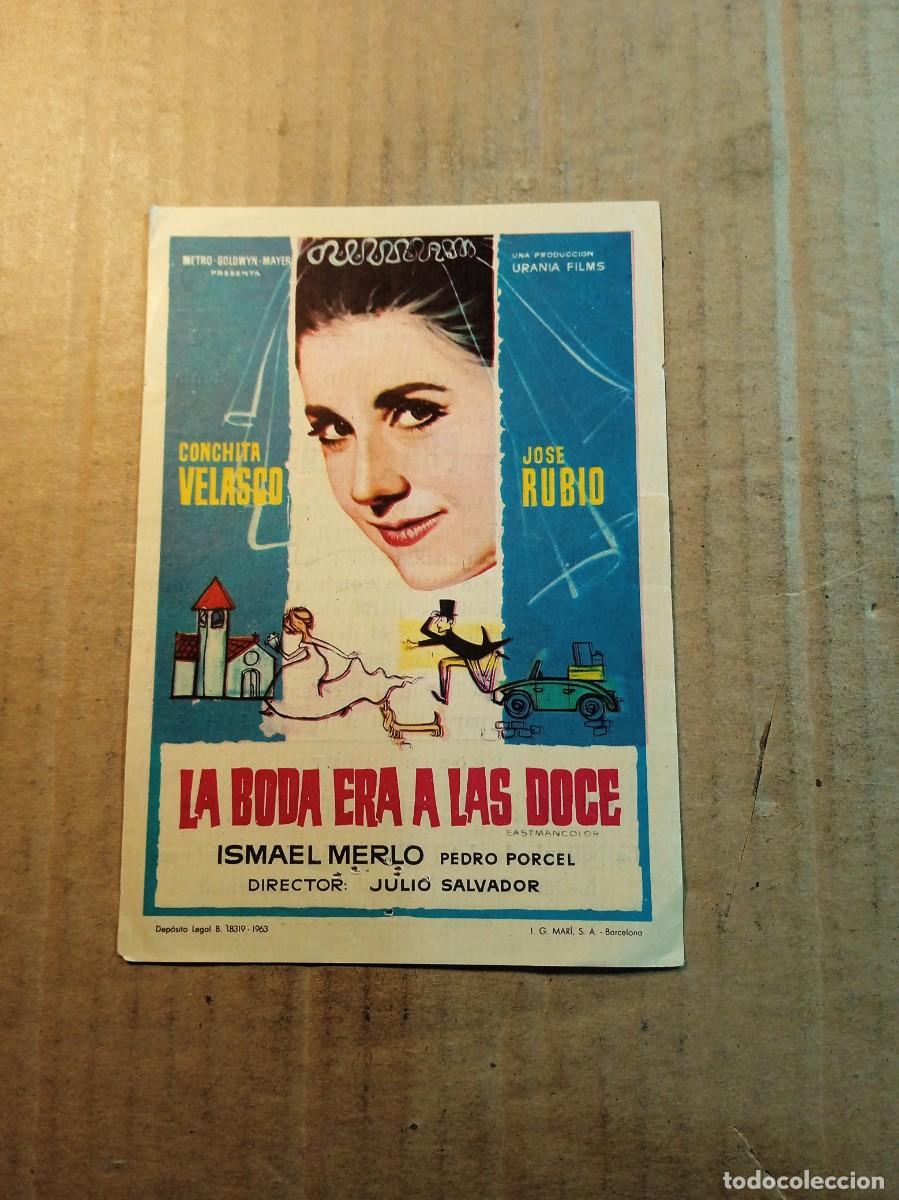 Kino: FOLLETO DE MANO CON PUBLICIDAD LA BODA ERA A LAS DOCE
