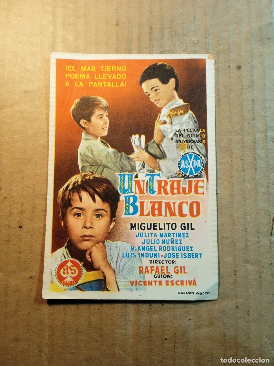 Kino: FOLLETO DE MANO CON PUBLICIDAD UN TRAJE BLANCO
