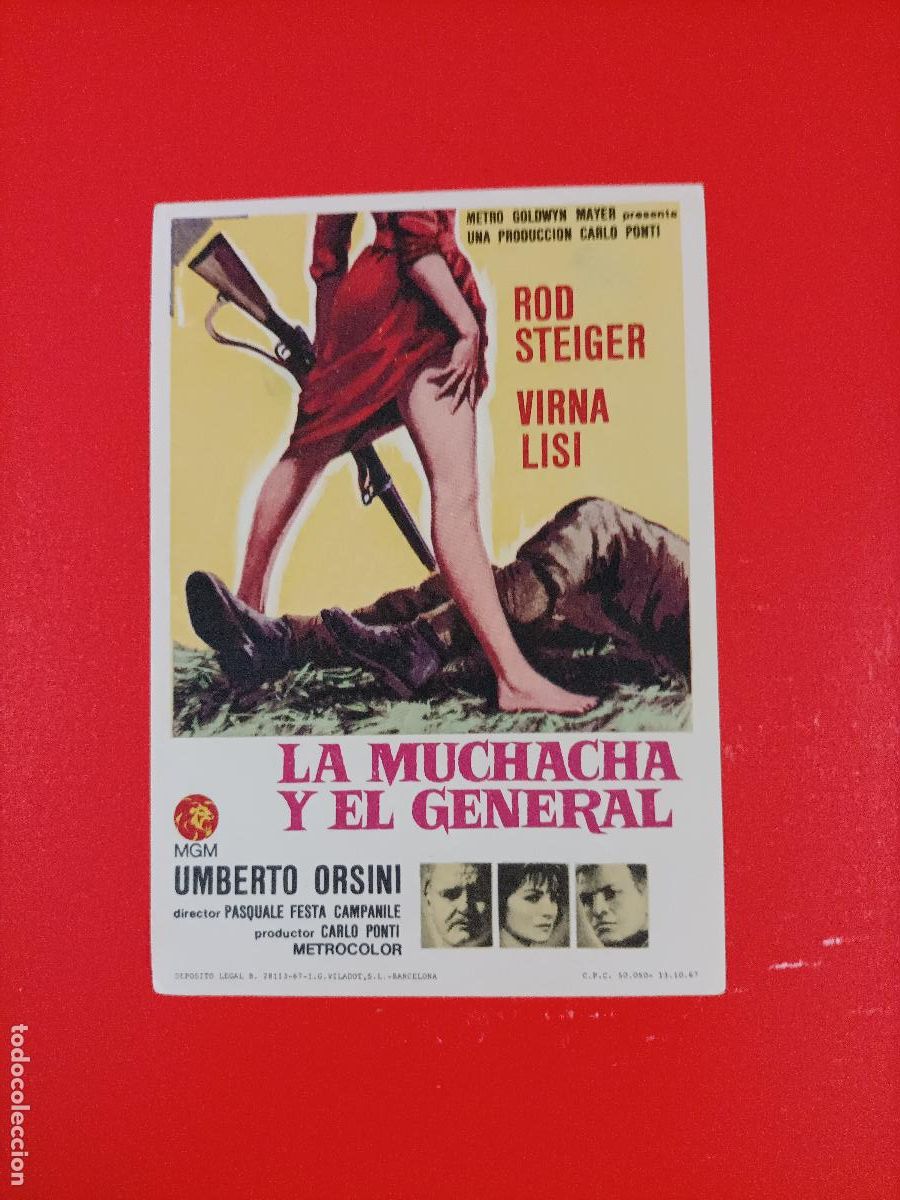 Cine: LA MUCHACHA Y EL GENERAL. ROD STEIGER, VIRNA LISI. EST&Aacute; NUEVO.