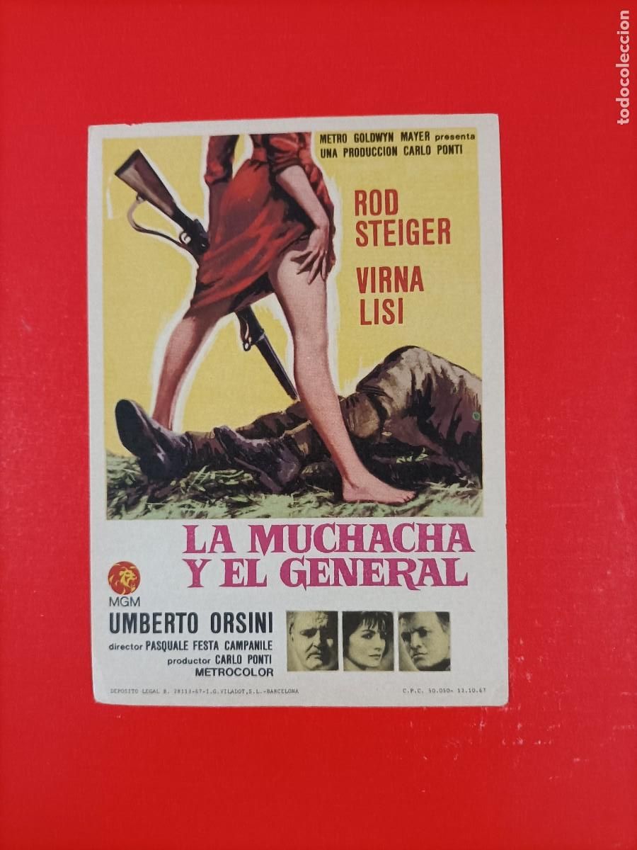 Cine: LA MUCHACHA Y EL GENERAL. ROD STEIGER, VIRNA LISI. EST&Aacute; NUEVO.
