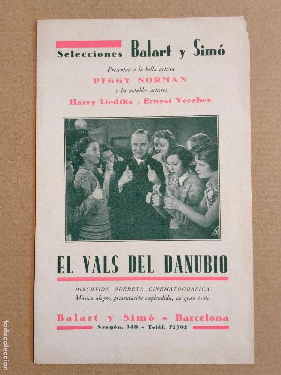 Kino: EL VALS DANUBIO EXCLUSIVA BALART I SIMO PROGRAMA DE CINE 1931