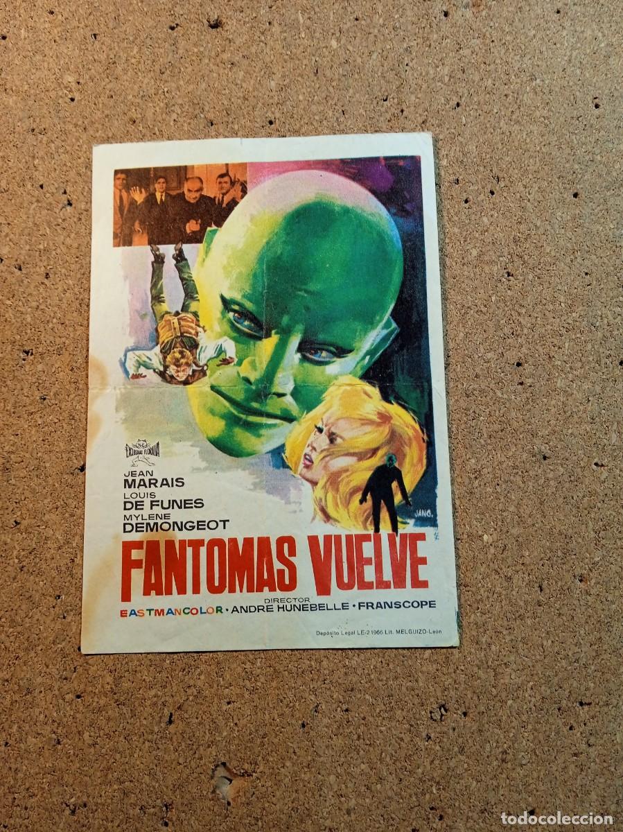 Cine: FOLLETO DE MANO SIN PUBLICIDAD FANTOMAS VUELVE