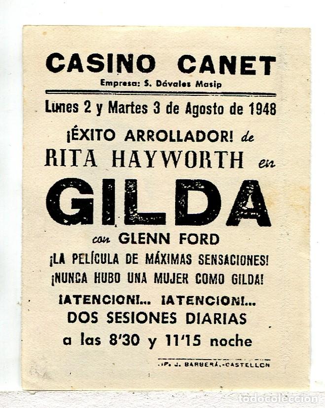 Cine: GILDA, con Rita Hayworth. 7 X 9,5 cms. - Foto 2