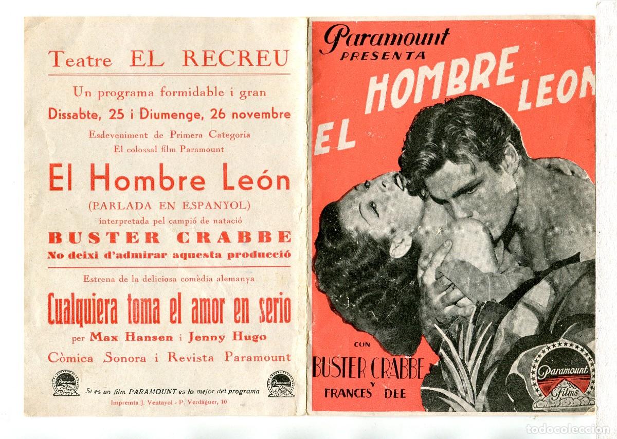 Cinema: EL HOMBRE LE&Oacute;N, con Buster Crabbe.