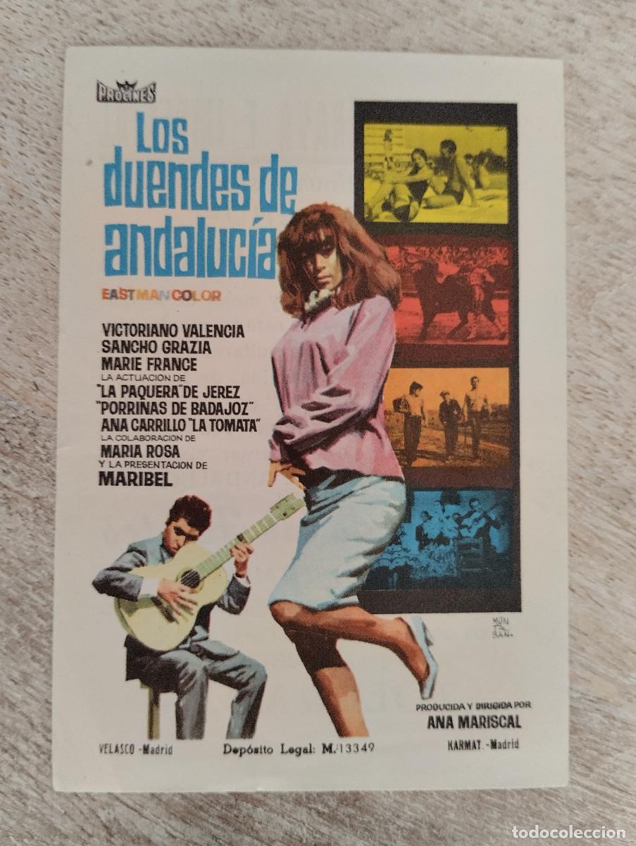 Folhetos de m&atilde;o de filmes antigos de cinema: KST - PROGRAMA CINE LOS DUENDES DE ANDALUCIA CINES CALATRAVA E IMPERIAL OUERTOLLANO CIUDAD REAL
