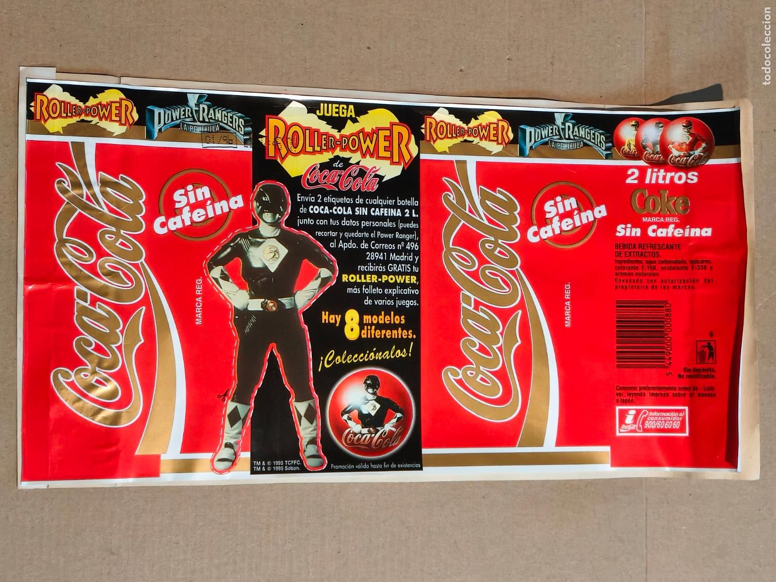 Folhetos de m&atilde;o de filmes antigos de cinema: POWER RANGERS COCA COLA ETIQUETA