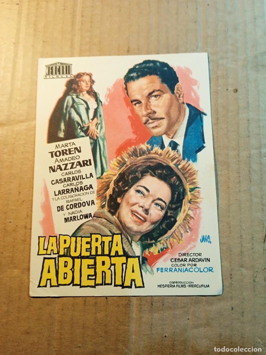  Foglietti di film di film antichi di cinema: FOLLETO DE MANO SIN PUBLICIDAD LA PUERTA ABIERTA