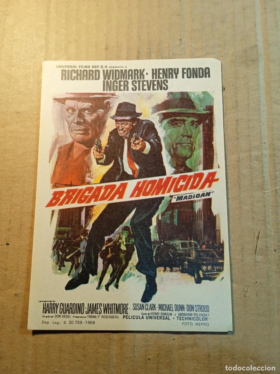 Cine: FOLLETO DE MANO SIN PUBLICIDAD BRIGADA HOMICIDA