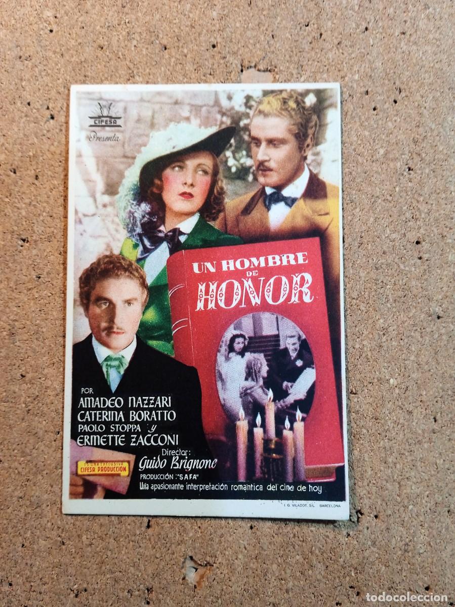 Folhetos de m&atilde;o de filmes antigos de cinema: FOLLETO DE MANO SIN PUBLICIDAD UN HOMBRE DE HONOR