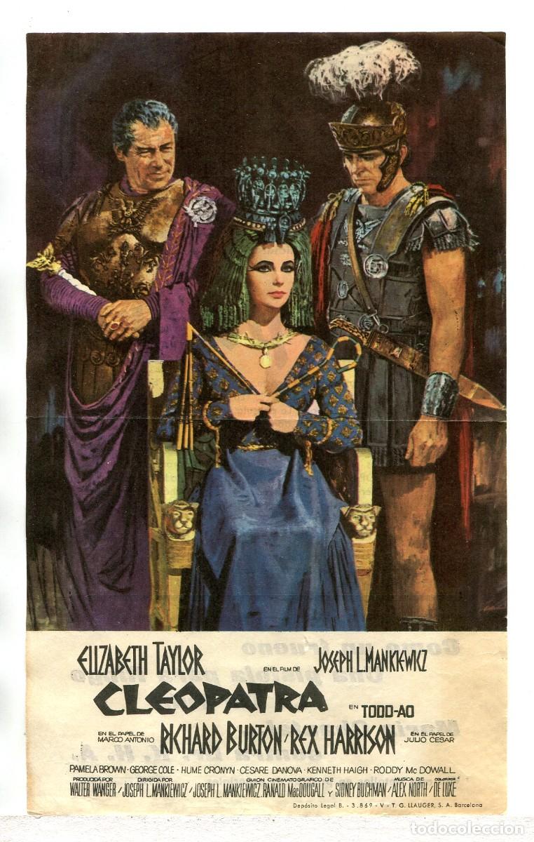 Cine: CLEOPATRA, con Elizabeth Taylor. 13,5 x 21,5 cms.