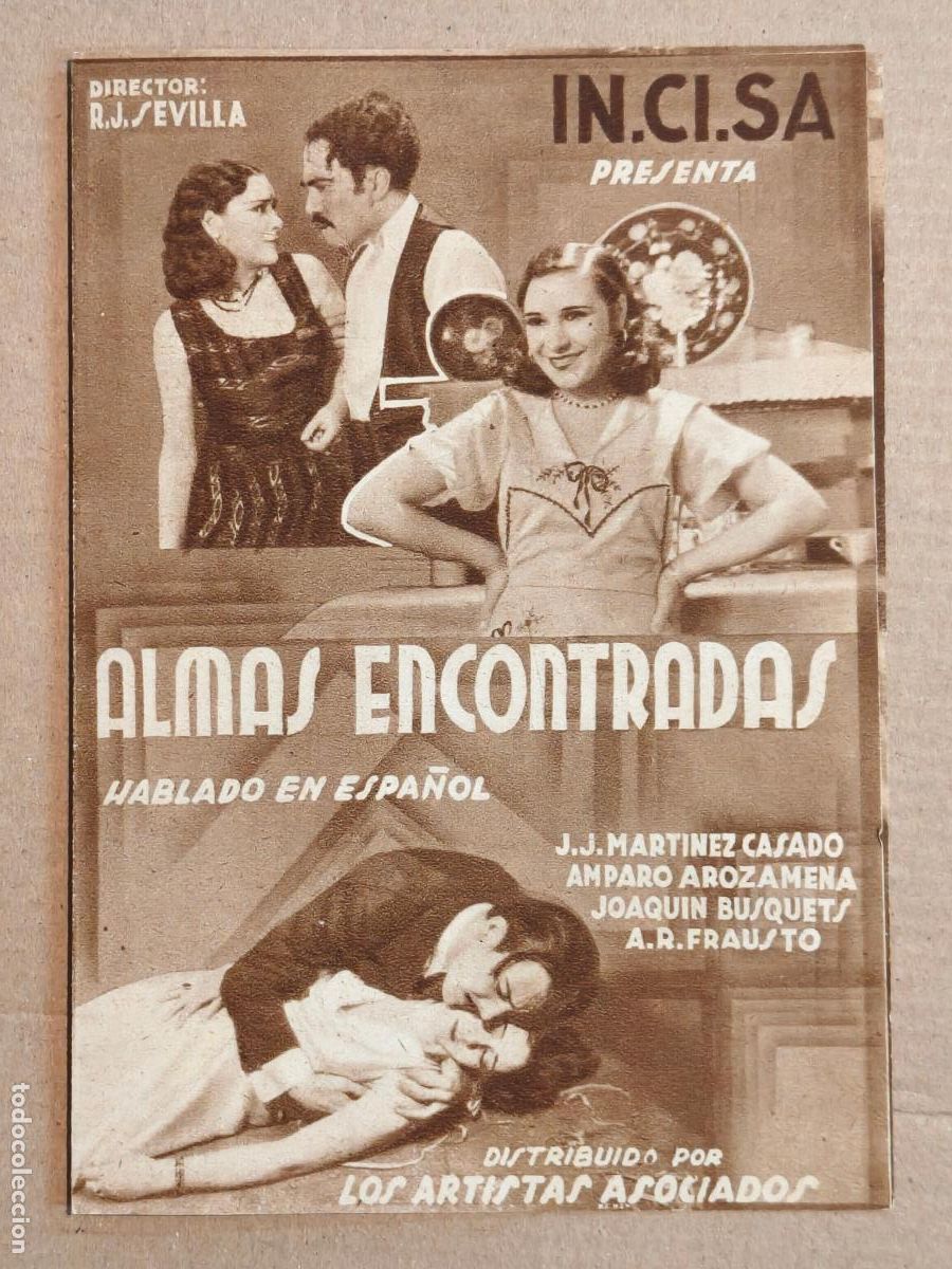  Flyers Publicitaires de films Anciens: ALMAS ENCONTRADAS PROGRAMA DE CINE 1935