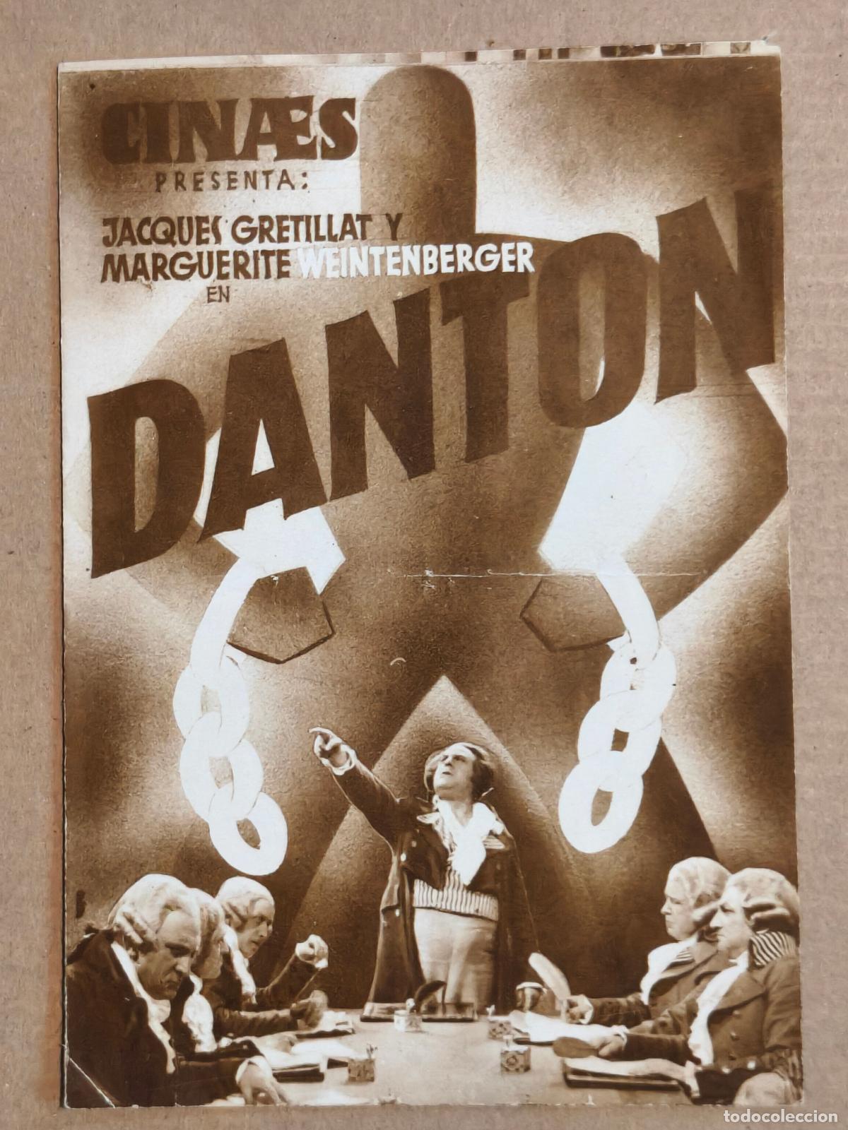 Folhetos de m&atilde;o de filmes antigos de cinema: DANTON PROGRAMA DE CINE