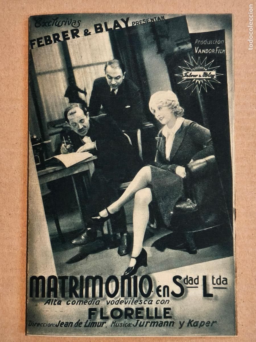 Folhetos de m&atilde;o de filmes antigos de cinema: MATRIMONIO SOCIEDAD ANONIMA PROGRAMA DE CINE 1934