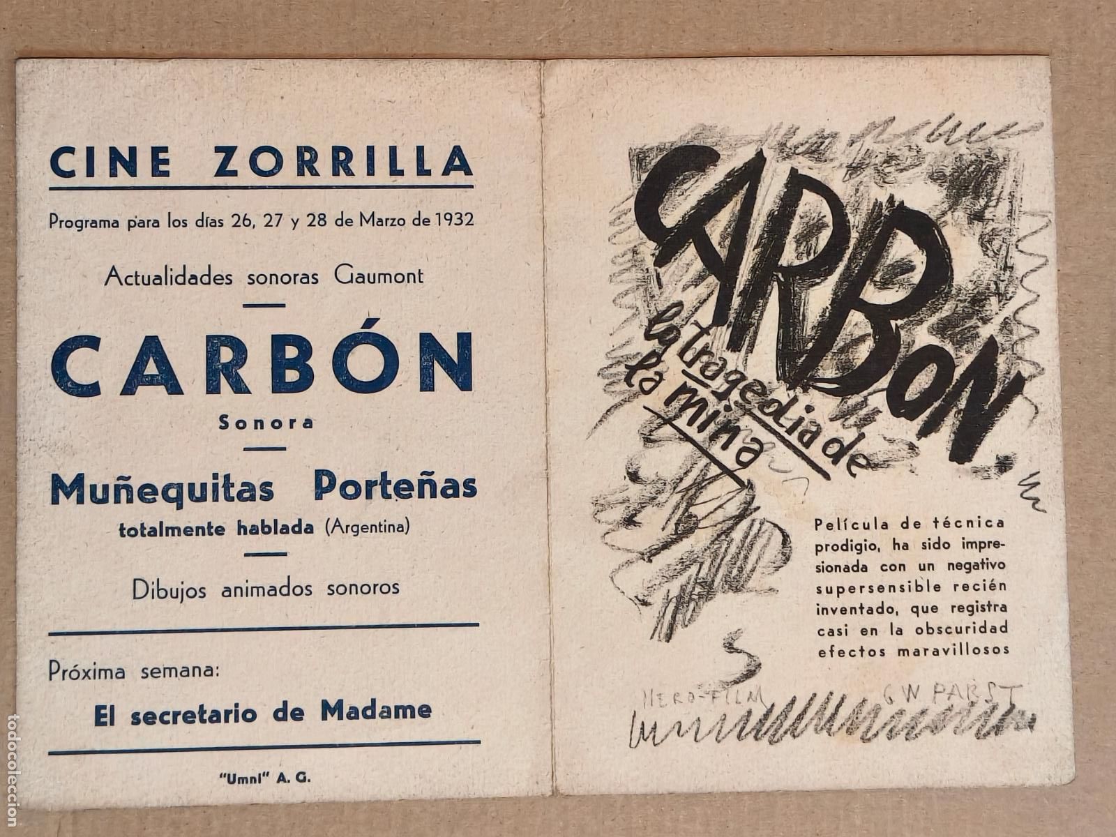 Kino: CARBON PROGRAMA DE CINE 1932