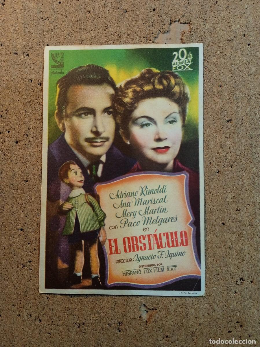  Flyers Publicitaires de films Anciens: FOLLETO DE MANO SIN PUBLICIDAD EL OBSTACULO