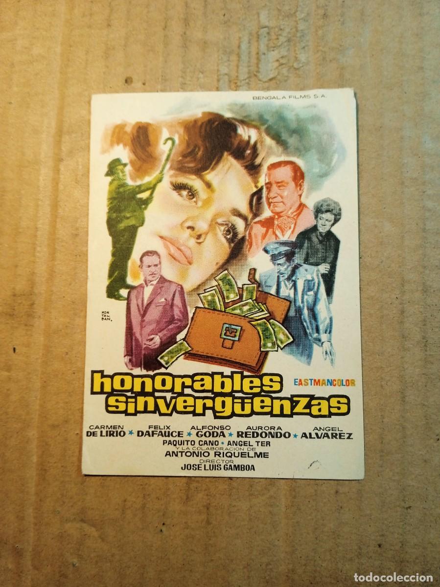 Cine: FOLLETO DE MANO SIN PUBLICIDAD HONORABLES SINVERGUENZAS