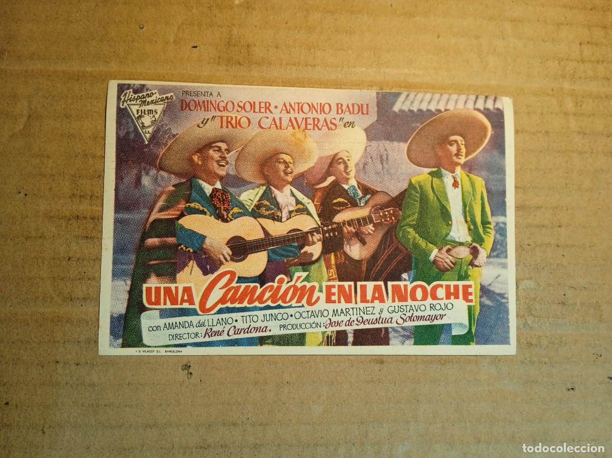 Cine: FOLLETO DE MANO SIN PUBLICIDAD UNA CANCION EN LA NOCHE