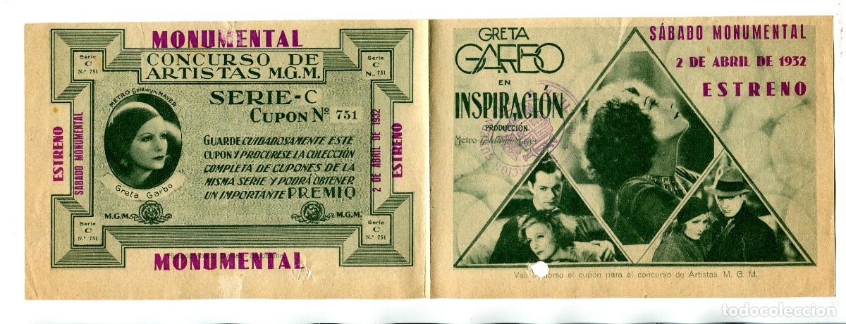  Foglietti di film di film antichi di cinema: INSPIRACI&Oacute;N, con Greta Garbo.