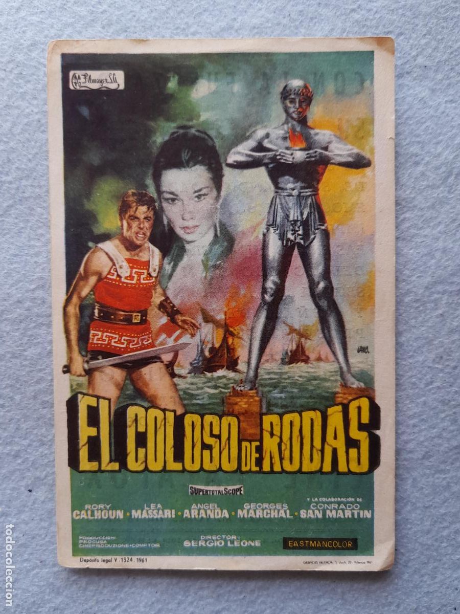 Cinema: El Coloso de Rodas. A&ntilde;o 1961. Rory Calhoun. Lea Massari. &Aacute;ngel Aranda.