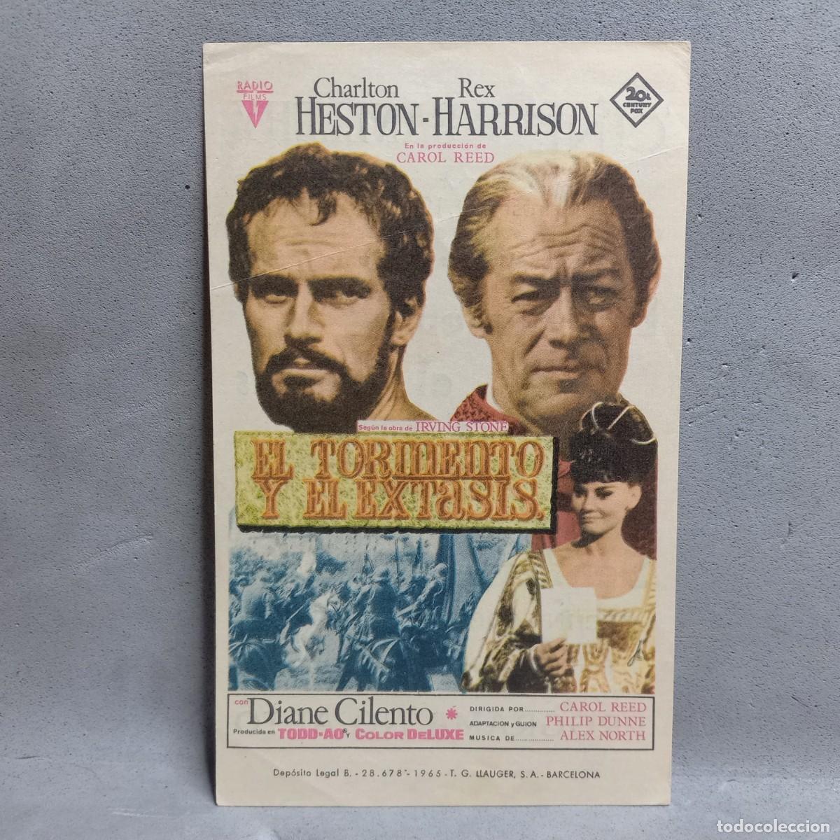  Flyers Publicitaires de films Anciens: Cine Sanllehy, Barcelona. El Tormento y el &Eacute;xtasis. De Carol Reed con Charlton Heston y Rex Harrison