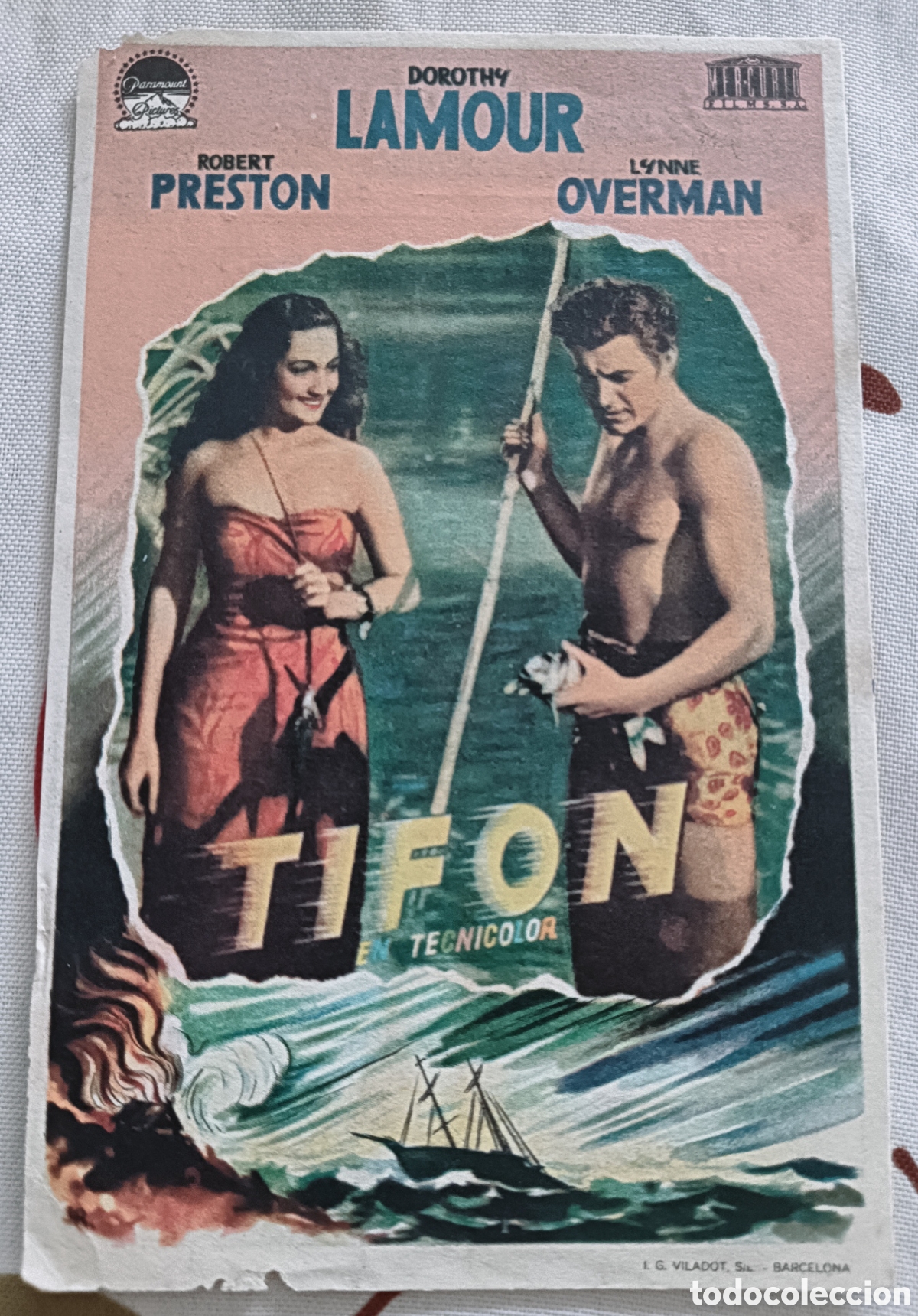 Cine: TIF&Oacute;N - DOROTHY LAMOUR, ROBERT PRESTON,- CON PUBLICIDAD