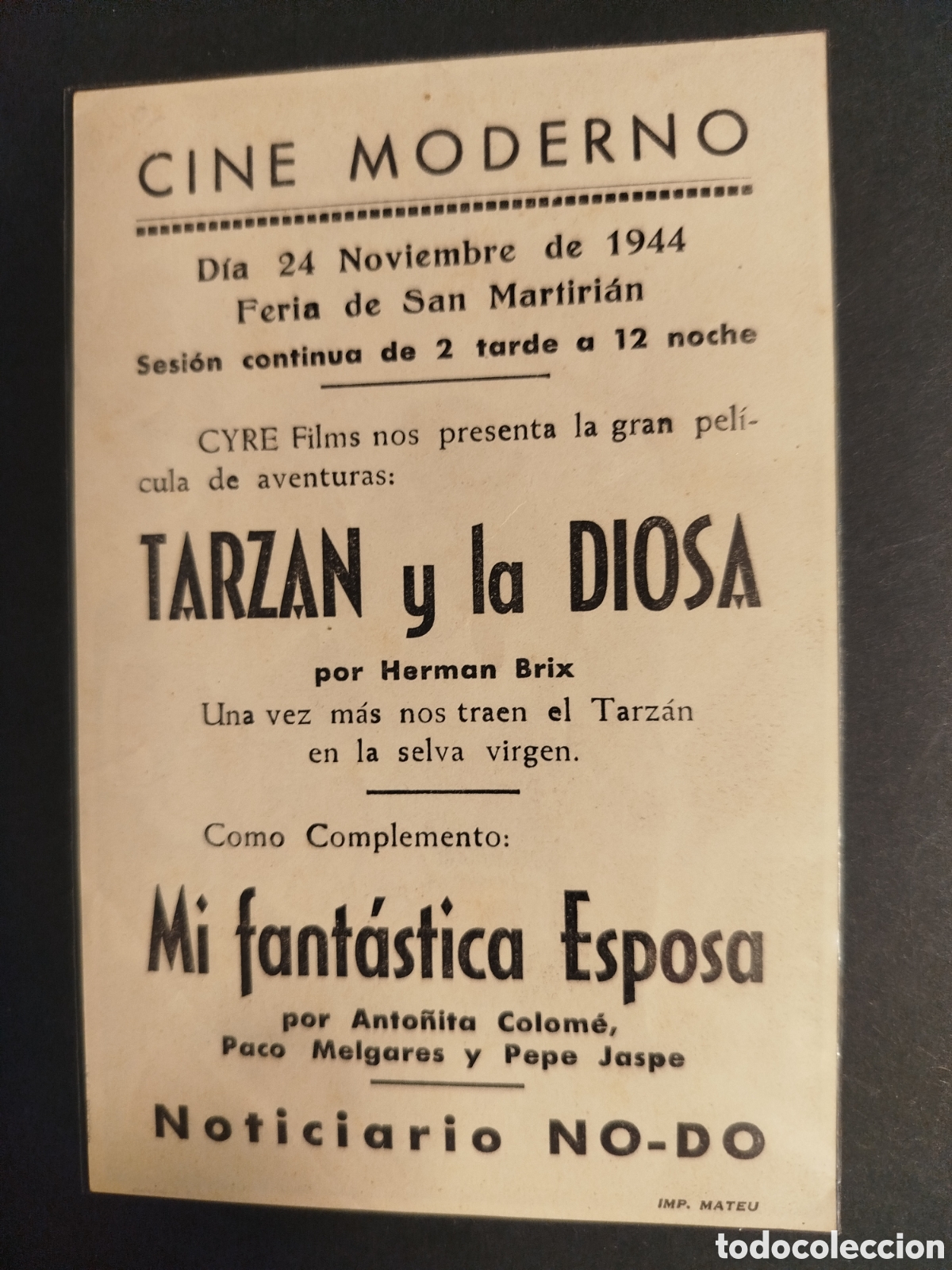 Cine: TARZ&Aacute;N Y LA DIOSA PROGRAMA DE MANO 1944 - Foto 2