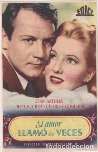  Foglietti di film di film antichi di cinema: El Amor llam&oacute; dos veces. Sencillo de Edici. Cines Bohemio y Galileo. Junio de 1947. &iexcl;Impecable!