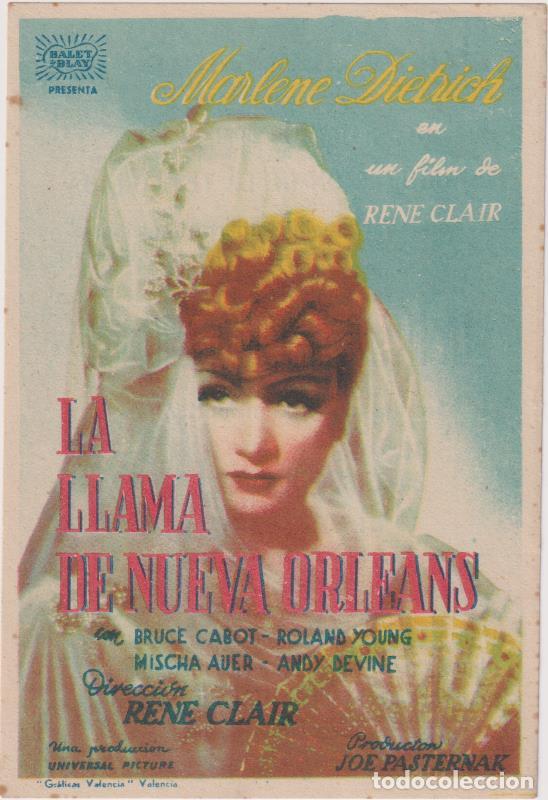  Flyers Publicitaires de films Anciens: La Llama de Nueva Orleans. Sencillo de Balet y Blay. Cine Jard&iacute;n-Calder&oacute;n, 1945