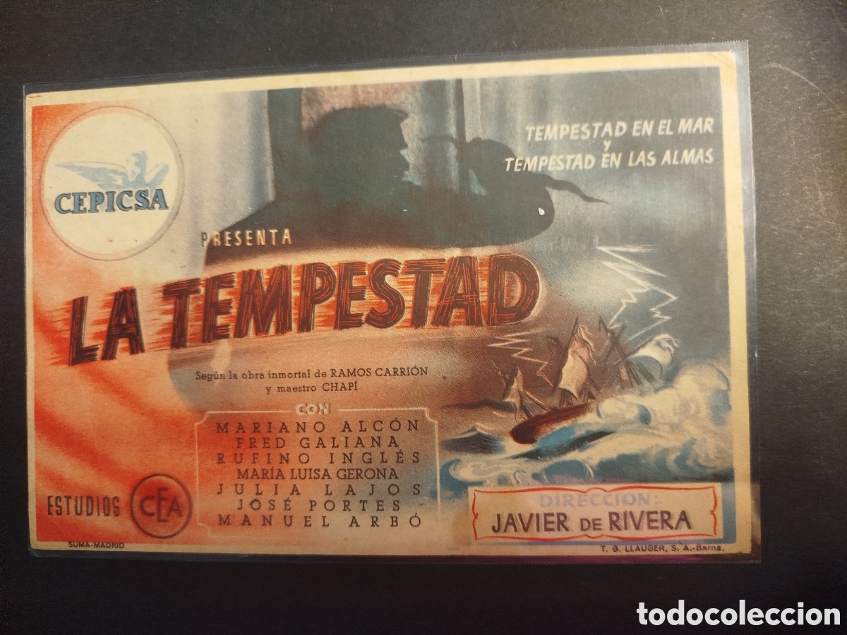 Cine: LA TEMPESTAD PROGRAMA DE MANO