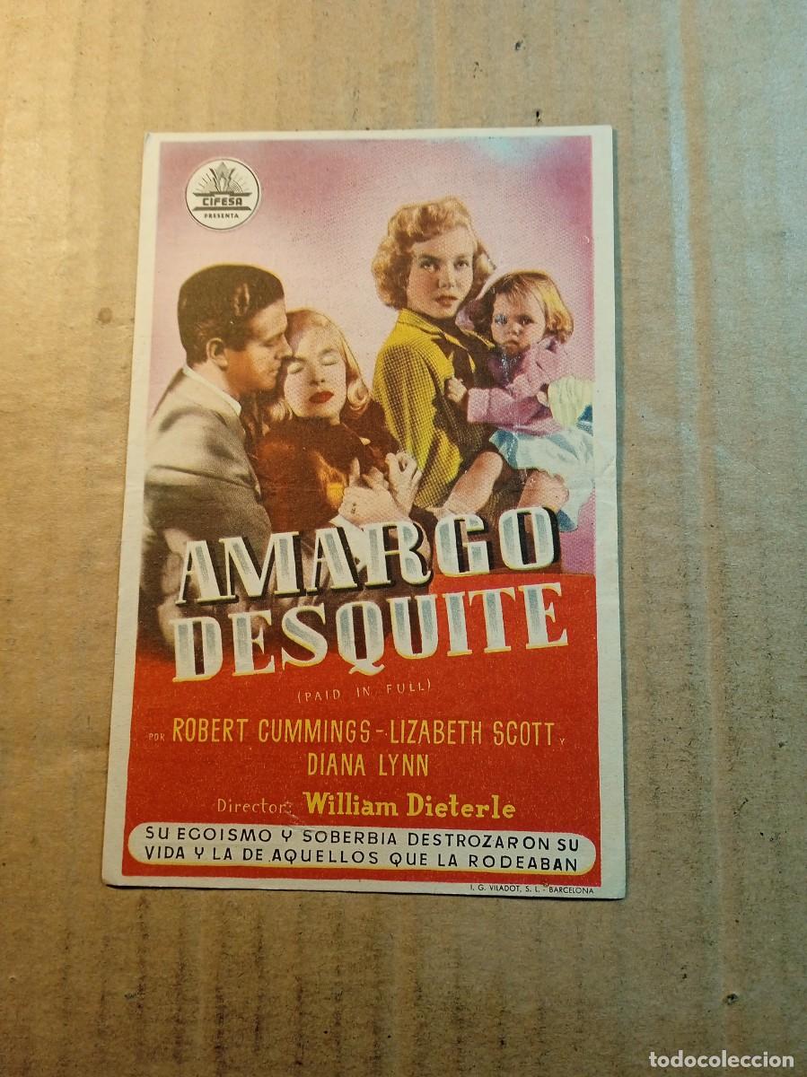 Folhetos de m&atilde;o de filmes antigos de cinema: FOLLETO DE MANO CON PUBLICIDAD AMARGO DESQUITE