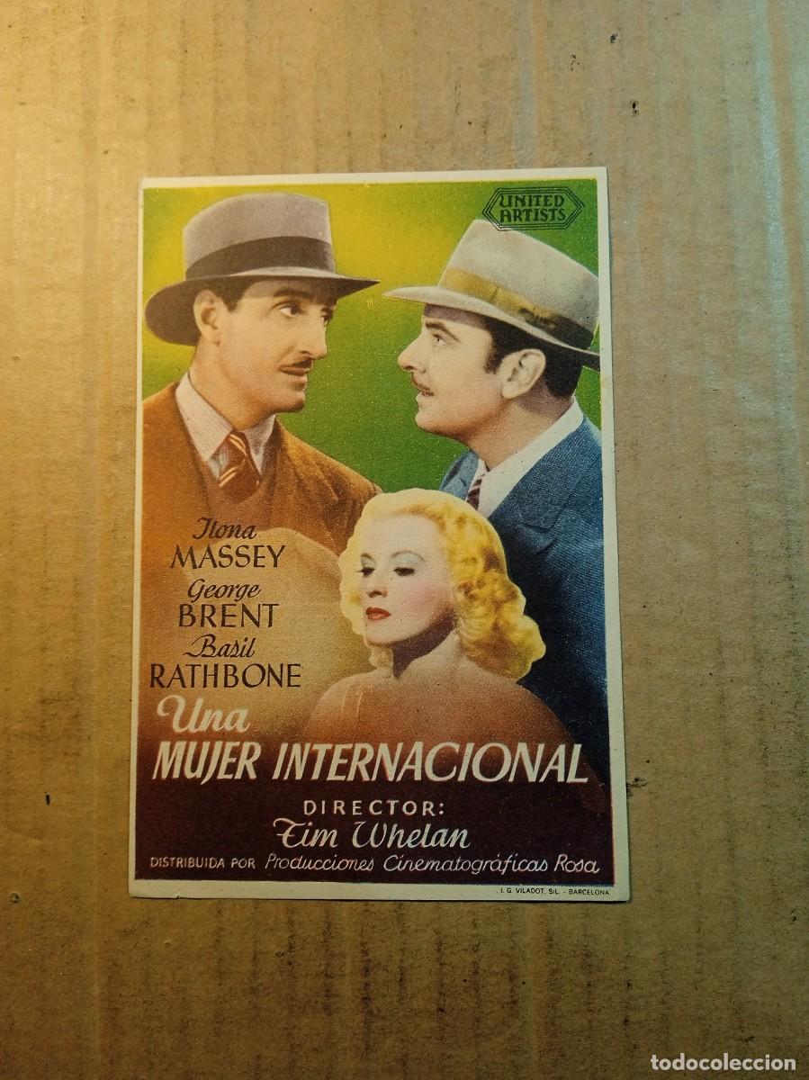 Folhetos de m&atilde;o de filmes antigos de cinema: FOLLETO DE MANO CON PUBLICIDAD UNA MUJER INTERNACIONAL