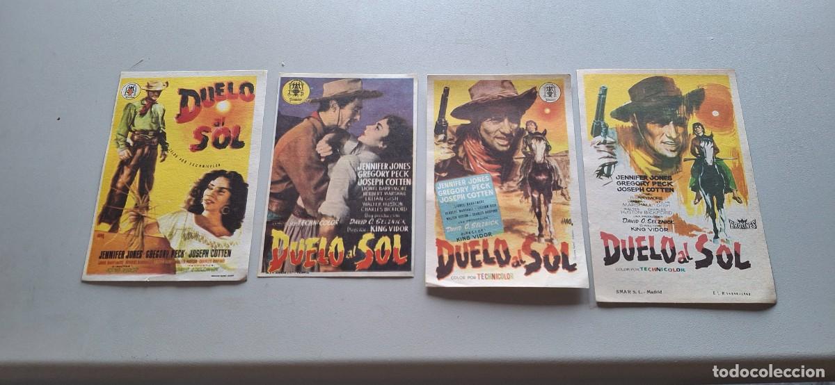 Cine: 4 Folletos de cine DIFERENTES de DUELO AL SOL con publicidad.