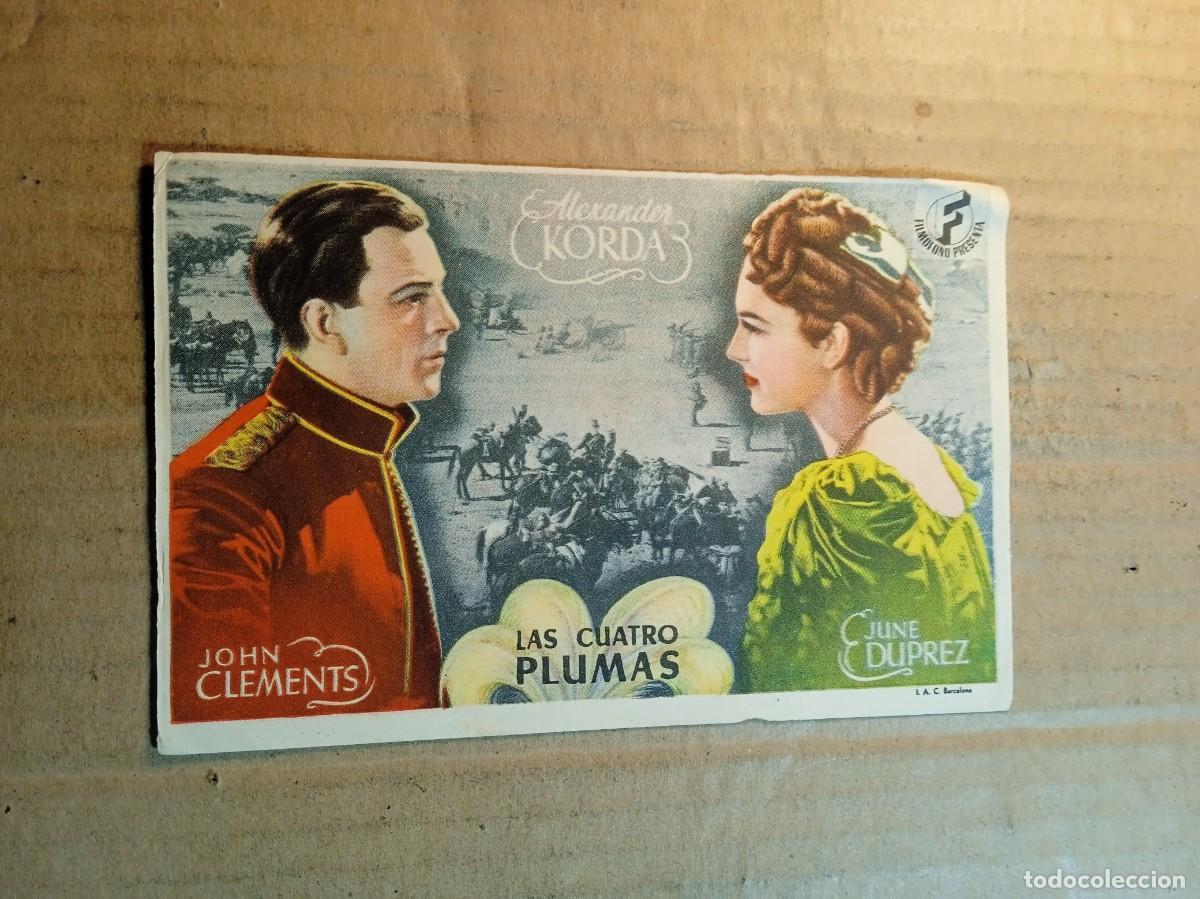 Kino: FOLLETO DE MANO CON PUBLICIDAD LAS CUATRO PLUMAS